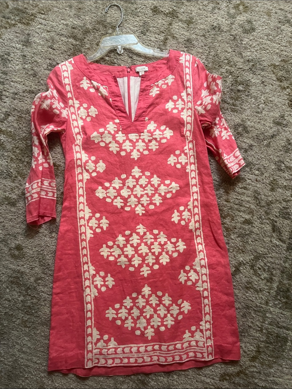 J. Crew Coral Pink Embroidered Midi Dress